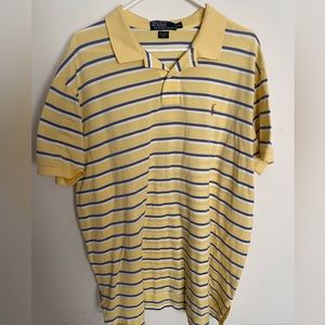 Polo by Ralph Lauren polo yellow 
grey striped shirt 
men’s size XXL
